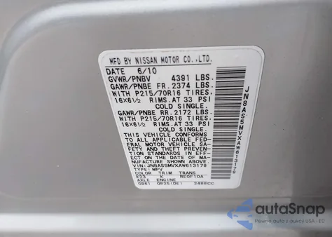 2010 Nissan Rogue S из США, поврежденный, VIN JN8AS5MVXAW613179